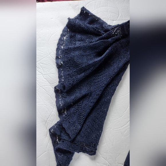 White House Black Market Women's Sweater Top Navy Metallic NWT Orig $89 Sz M - Picture 5 of 9